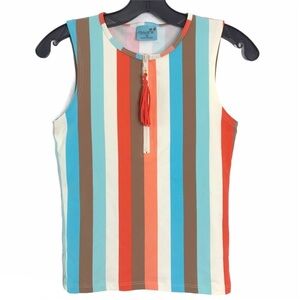 LETARTE Multicolor Striped Sleeveless Rashguard